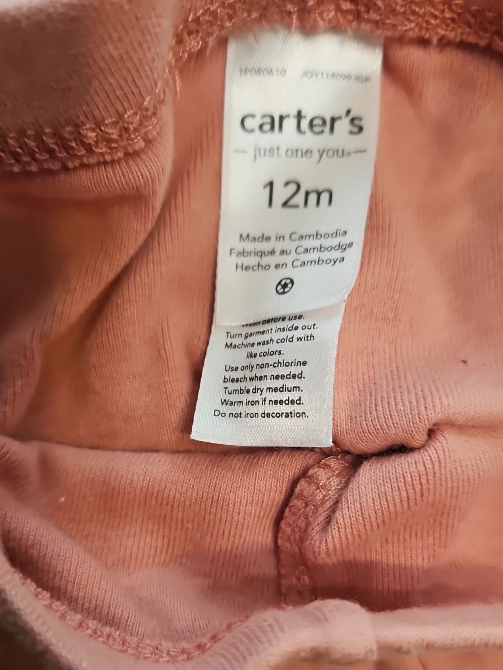 Carter's Light Pink Cotton Stretch Leggings